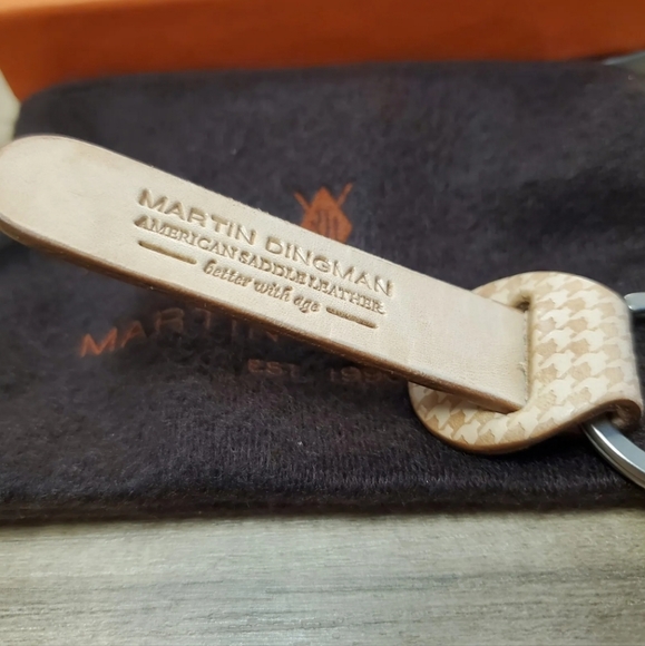 Martin Dingman Tan American Saddle Leather Keychain Accessory Felt Zipper Bag - Picture 7 of 8